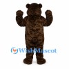 Bear Mascot Costume in Dark Brown with Blue Eyes and Cream Muzzle
