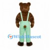 Bear Mascot Costume with Mint Green Overalls