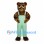 Bear Mascot Costume with Mint Green Overalls