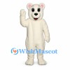 Bear Mascot Costume in White with Pink Inner Ears