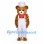 Bear Mascot Costume with White Overalls and Red Bow Tie