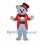 Bear Mascot Costume in Gray with Red Tailcoat and Black Top Hat