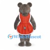 Bear Mascot Costume in Gray with Orange Apron Dress