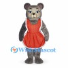 Bear Mascot Costume in Gray with Orange Apron Dress