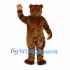 Bear Mascot Costume in Brown with Open Mouth and Rounded Belly