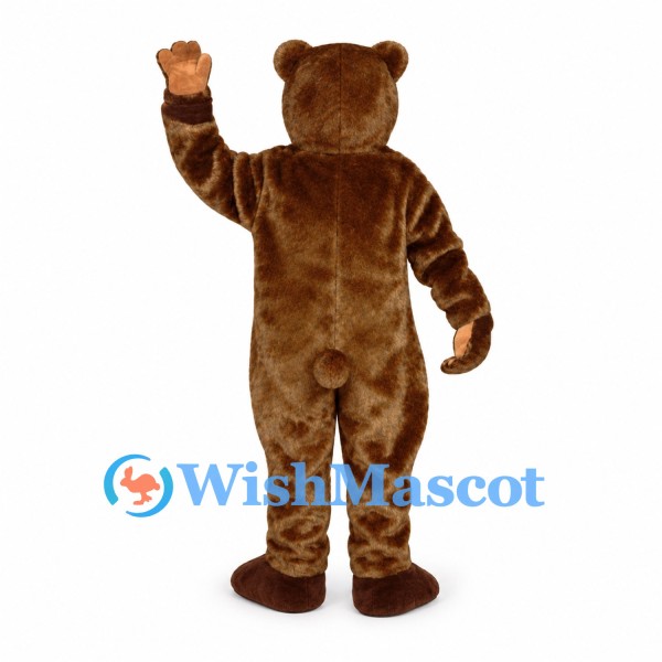 Bear Mascot Costume in Brown with Open Mouth and Rounded Belly