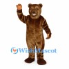 Bear Mascot Costume in Brown with Open Mouth and Rounded Belly