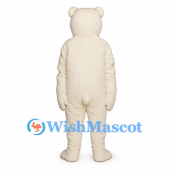 Bear Mascot Costume in Cream with Fierce Face and White Teeth