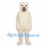 Bear Mascot Costume in Cream with Fierce Face and White Teeth
