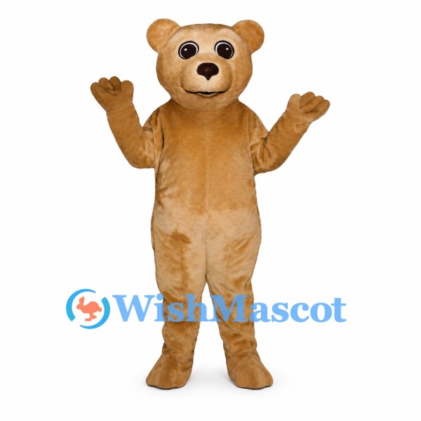 Bear Mascot Costume in Tan with Large Dark Eyes