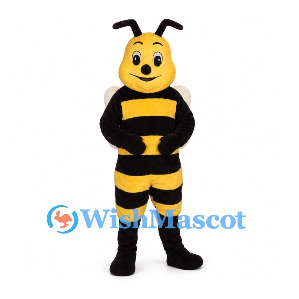 Bee Mascot Costume with Yellow Face and White Wings