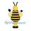 Bee Mascot Costume with Round Striped Belly and Yellow Wings