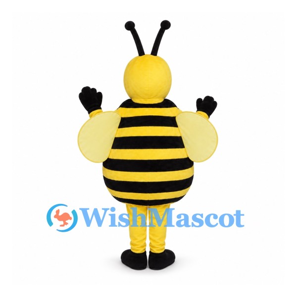 Bee Mascot Costume with Round Striped Belly and Yellow Wings