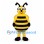 Bee Mascot Costume with Rounded Yellow and Black Striped Body