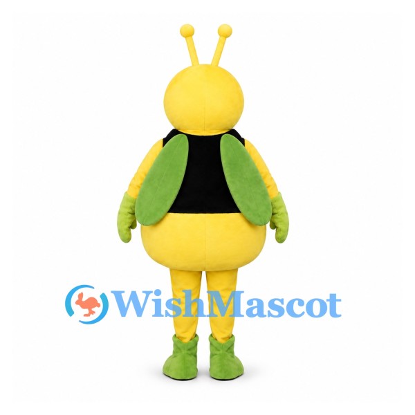Insect Mascot Costume in Yellow with Green Wings
