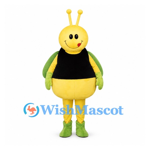 Insect Mascot Costume in Yellow with Green Wings