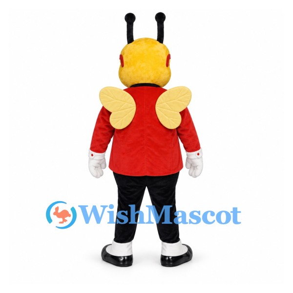 Bee Mascot Costume with Red Jacket and Orange Sunglasses