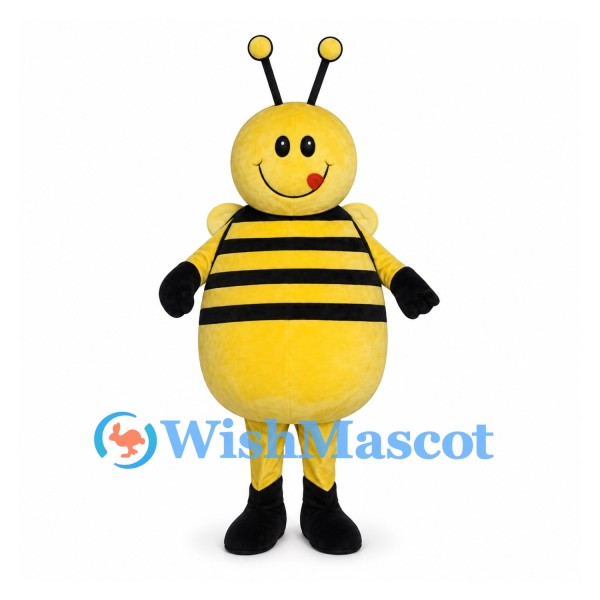 Bee Mascot Costume with Rounded Yellow Belly and Ball Tipped Antennae