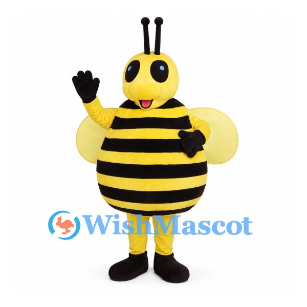 Bee Mascot Costume with Rounded Striped Body and Oval Wings