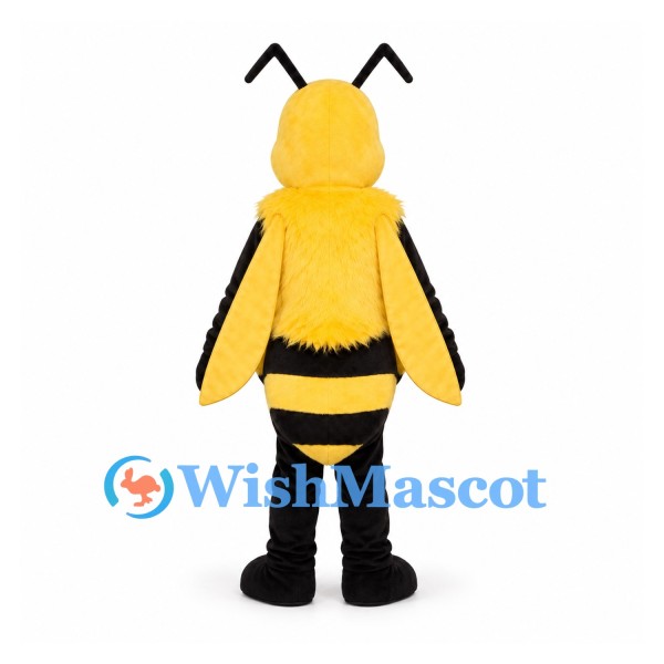 Bee Mascot Costume with Shaggy Yellow Chest and Long Wings