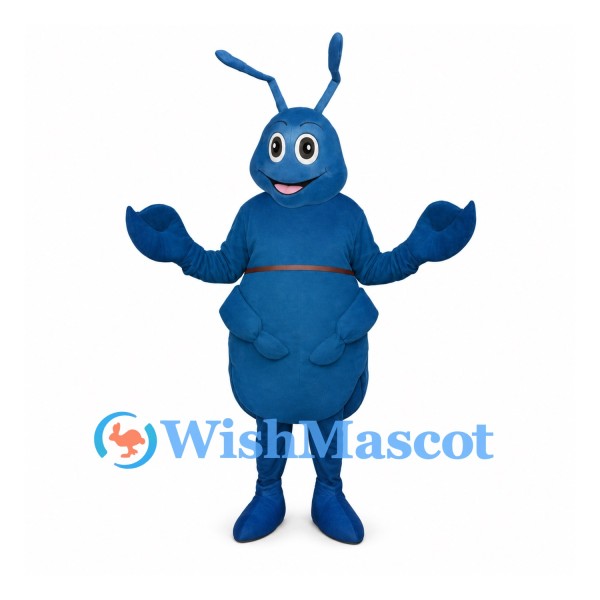 Ant Mascot Costume in Blue with Segmented Body
