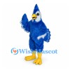 Blue Jay Mascot Costume with Blue Crest and White Wing Trim