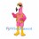 Flamingo Mascot Costume in Pink with Floral Vest and Straw Hat