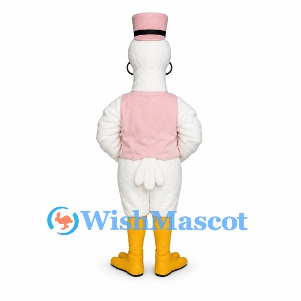 Duck Mascot Costume with Pink Vest and Matching Top Hat