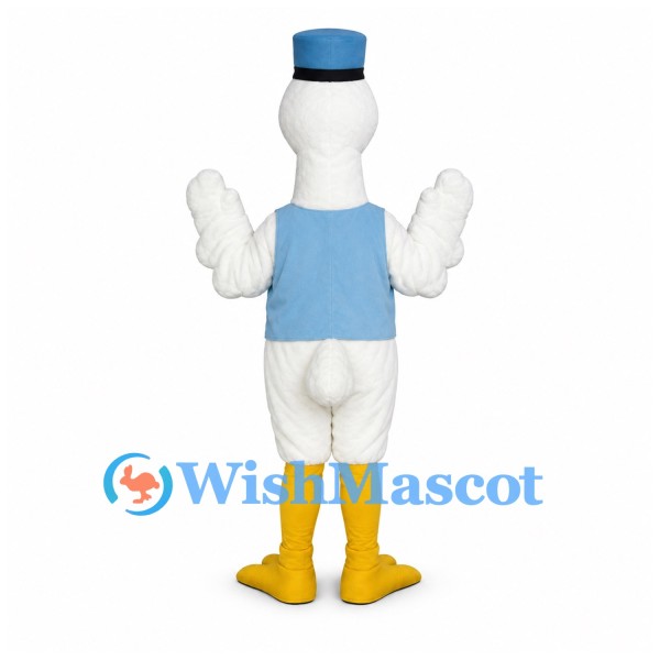 Duck Mascot Costume with Blue Vest and Matching Top Hat