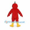 Bird Mascot Costume in Red with Green Crest and Yellow Beak