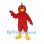 Bird Mascot Costume in Red with Green Crest and Yellow Beak