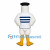 Duck Mascot Costume with Blue Striped Sailor Shirt and Black Beret