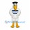Duck Mascot Costume with Blue Striped Sailor Shirt and Black Beret