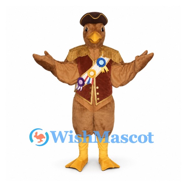 Eagle Mascot Costume with Brown Tricorn Hat and Formal Vest