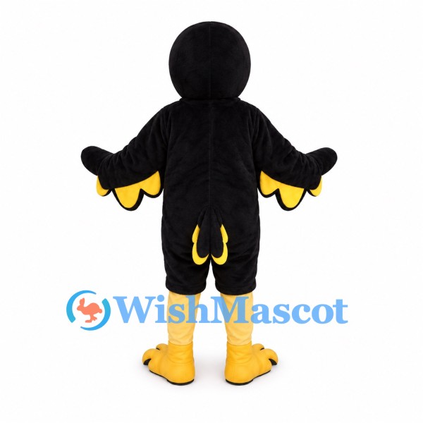 Bird Mascot Costume in Black with Yellow Belly and Feet
