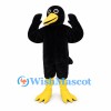 Crow Mascot Costume in Black with Yellow Beak and Feet