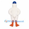 Duck Mascot Costume in White with Blue Cap and Orange Feet