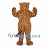 Leopard Mascot Costume with Golden Spotted Body and Cream Belly