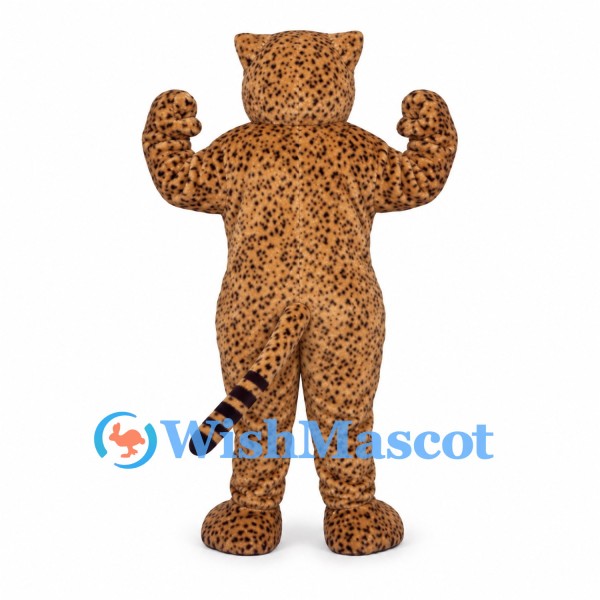 Leopard Mascot Costume with Golden Spotted Body and Cream Belly
