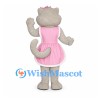 Cat Mascot Costume in Gray with Pink Apron Dress