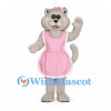 Cat Mascot Costume in Gray with Pink Apron Dress