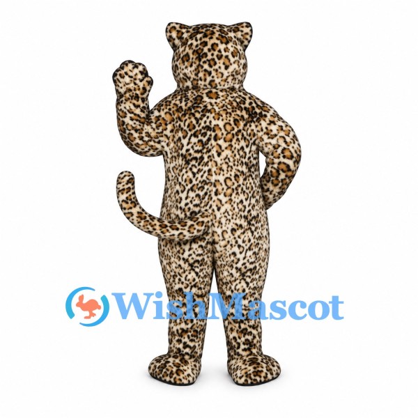 Leopard Mascot Costume with Dense Rosette Print and Curved Tail