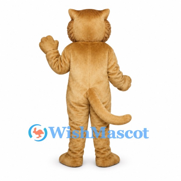 Cougar Mascot Costume in Tan with Cream Belly and Long Tail