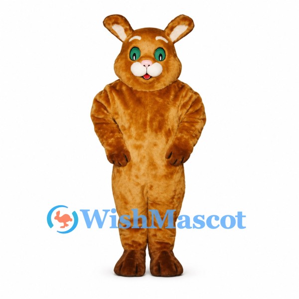 Rabbit Mascot Costume in Golden Brown with White Cheeks