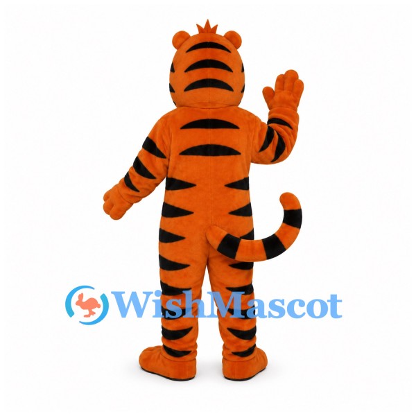Tiger Mascot Costume in Orange with Cream Belly and Curved Tail