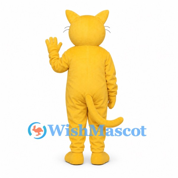 Cat Mascot Costume in Yellow with Black Whiskers