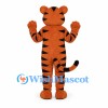 Tiger Mascot Costume in Rust Orange with Yellow Belly and Paw Pads