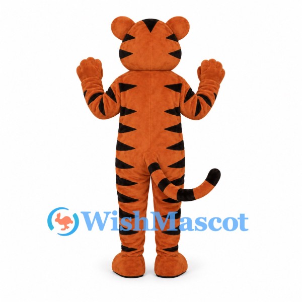 Tiger Mascot Costume in Rust Orange with Yellow Belly and Paw Pads
