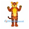 Tiger Mascot Costume in Rust Orange with Yellow Belly and Paw Pads