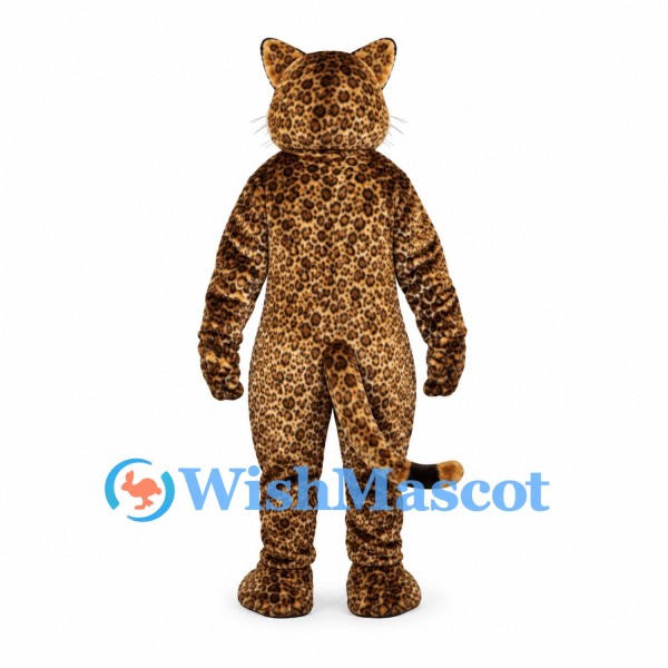 Leopard Mascot Costume with White Cheek Fur and Spotted Belly